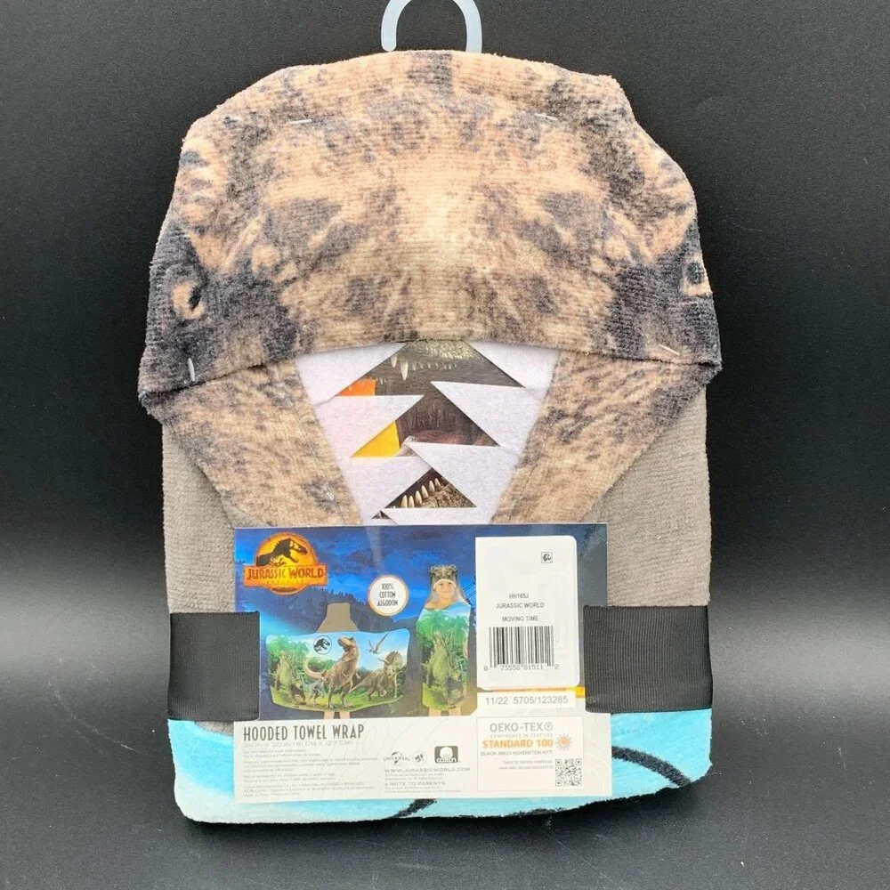 Jurassic World Hooded Towel T-Rex Kids 100% Cotton Dinosaur Bath‎ Wrap 24x50